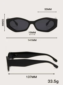 1pc/2pcs Plastic Geometric Cat Eye Boho Summer Beach Vacation Travel UV Protection Decorative Sunglasses For Women - Grey - View 3