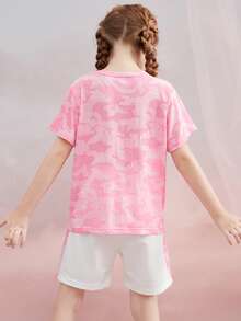 Girls Letter Graphic Tee & Shorts - Multicolor - View 2