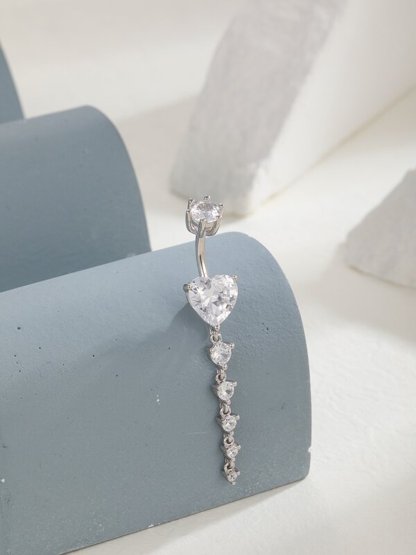 Bauchnabel-Pierring mit kubischem Zirkonia Herz Dekor, unisex mode Punk Körperschmuck, Valentinstag, Muttertag, Geschenk
