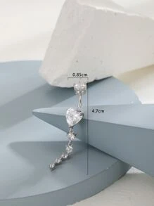 方晶锆石心形装饰肚脐肚环男女通用时尚朋克身体穿孔首饰情人节、妈妈、母亲、母亲节、礼物