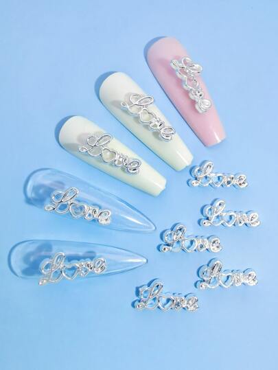10Pcs Alloy Love Letter Design Nail Art Decorations Diy Nail Charms Nail Gems Nail Supplies Nails