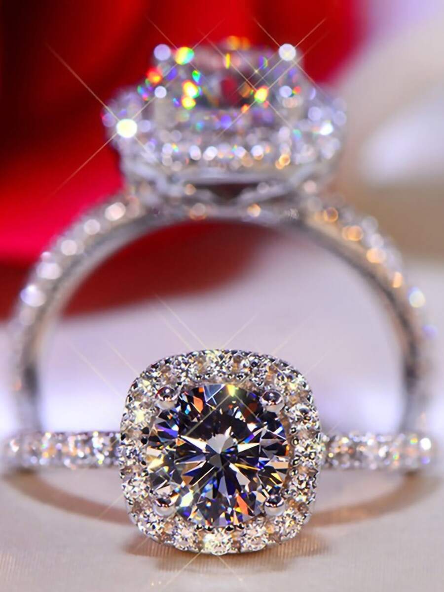 Shescity Cubic Zirconia Decor Ring - Silver - View 1