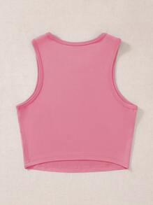 SHEIN Unity 90s Floral & Letter Graphic Crop Tank Top - Watermelon Pink - View 2