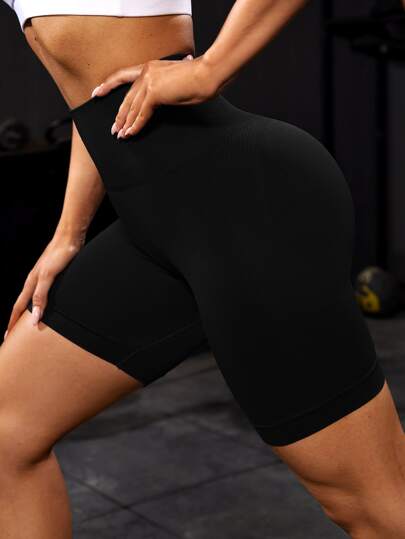 Seamless Wide Waistband Sports Shorts Stretchy ShortsWomen Sweat Short, Gym Short, Biker Short