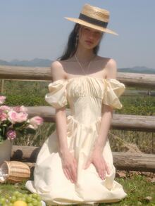 Tie Back Ruched Bust Tie Front Dress - Yellow - View 2