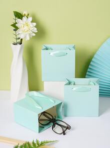 5 件/10 件纯色礼品袋，黑色便携式纸质派对收纳袋，圣诞礼品装饰，便携式小型购物袋迷你，婚礼伴娘礼品袋，生日礼物包装 - 綠色 - 查看 1