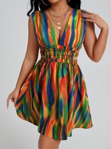 SHEIN SXY Đầm Cắt ra Dải chun Cà vạt nhuộm Boho - Nhiều màu - Xem 1