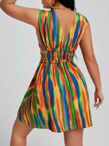 SHEIN SXY Đầm Cắt ra Dải chun Cà vạt nhuộm Boho - Nhiều màu - Xem 2