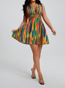 SHEIN SXY Đầm Cắt ra Dải chun Cà vạt nhuộm Boho - Nhiều màu - Xem 3