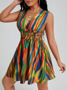 SHEIN SXY Đầm Cắt ra Dải chun Cà vạt nhuộm Boho - Nhiều màu - Xem 6