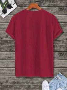 Aesthetic Post Tops Nam Lá thư Giải trí - Màu Đỏ Sâu - Xem 2