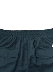 Manfinity Homme Men Flap Pockets Drawstring Cargo Shorts - Navy Blue - View 5