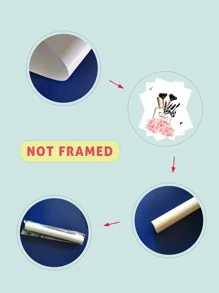 3 件，时尚女孩化妆和睫毛海报，用于女孩卧室和美容院壁画，无框，墙壁艺术，帆布 - 彩色 - 查看 7