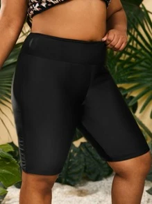 SHEIN Swim Curve Plus Wideband Waist Bikini Bottom,Summer Beach - Black - View 1