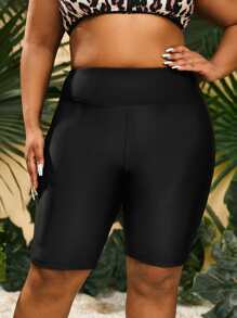 SHEIN Swim Curve Plus Wideband Waist Bikini Bottom,Summer Beach - Black - View 4