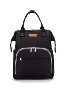 LEQUEEN 1pc Oxford Cloth Lightweight Mommy Bag, Large Capacity Diaper Bag, Backpack Maternity Bag, Multi-Function Baby Diaper Bag For Outdoor Use - Black - View 1