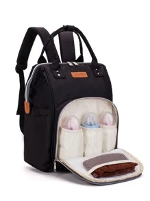 LEQUEEN 1pc Oxford Cloth Lightweight Mommy Bag, Large Capacity Diaper Bag, Backpack Maternity Bag, Multi-Function Baby Diaper Bag For Outdoor Use - Black - View 2