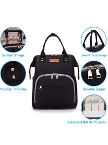 LEQUEEN 1pc Oxford Cloth Lightweight Mommy Bag, Large Capacity Diaper Bag, Backpack Maternity Bag, Multi-Function Baby Diaper Bag For Outdoor Use - Black - View 4