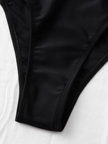 Criss Cross Halter Cut Out One Piece Swimsuit, For Summer Beach Vacation - Black - View 3