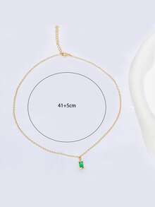 Cubic Zirconia Charm Necklace - Yellow Gold - View 3