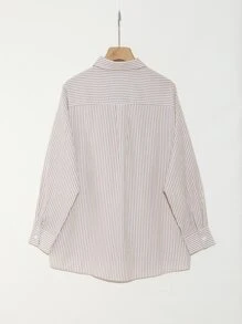 DAZY 竖条纹落肩衬衫、长袖上衣、秋装 - 彩色 - 查看 2