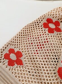 Bolso Tejido De Compras Con Estampado Floral Ligero Y Casual Para Adolescentes, Mujeres, Estudiantes Universitarios Perfecto Para La Universidad, La Escuela Secundaria, La Preparatoria, Actividades Al Aire Libre, Viajes, Excursiones, Compras - Albaricoque - Ver 4