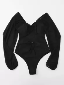 Selianne Summer Beach Cut Out Ring Linked One Piece Swimsuit - Black - View 4