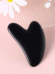 1pc Gua Sha Board Natural Jade Stone GuaSha Scraping Facial Massage Tool For Relieve Fine Lines And Wrinkles Heart Shape Skin Care Tool SPA Massager For Body Relaxing - Black - View 1