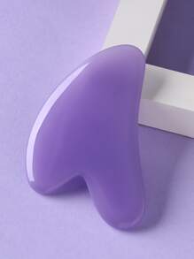 1pc Gua Sha Board Natural Jade Stone GuaSha Scraping Facial Massage Tool For Relieve Fine Lines And Wrinkles Heart Shape Skin Care Tool SPA Massager For Body Relaxing - Purple - View 2