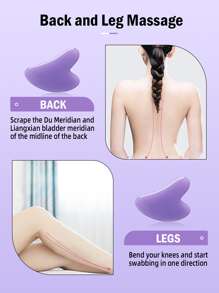 1pc Gua Sha Board Natural Jade Stone GuaSha Scraping Facial Massage Tool For Relieve Fine Lines And Wrinkles Heart Shape Skin Care Tool SPA Massager For Body Relaxing - Purple - View 3