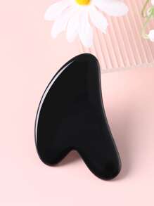 1pc Gua Sha Board Natural Jade Stone GuaSha Scraping Facial Massage Tool For Relieve Fine Lines And Wrinkles Heart Shape Skin Care Tool SPA Massager For Body Relaxing - Black - View 2