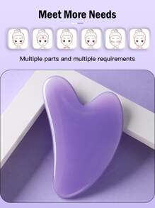 1pc Gua Sha Board Natural Jade Stone GuaSha Scraping Facial Massage Tool For Relieve Fine Lines And Wrinkles Heart Shape Skin Care Tool SPA Massager For Body Relaxing - Purple - View 4