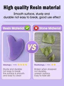 1pc Gua Sha Board Natural Jade Stone GuaSha Scraping Facial Massage Tool For Relieve Fine Lines And Wrinkles Heart Shape Skin Care Tool SPA Massager For Body Relaxing - Purple - View 5
