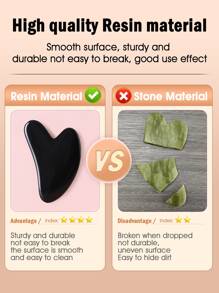 1pc Gua Sha Board Natural Jade Stone GuaSha Scraping Facial Massage Tool For Relieve Fine Lines And Wrinkles Heart Shape Skin Care Tool SPA Massager For Body Relaxing - Black - View 5