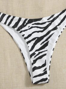 SHEIN Swim Bộ Bikini Nữ Sọc ngựa vằn - Đen và trắng - Xem 3