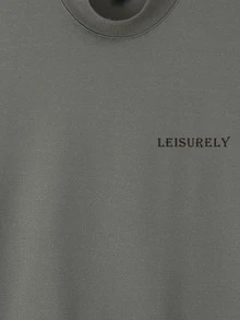 Manfinity Homme Men Letter Graphic Mock Neck Tee - Grey - View 4