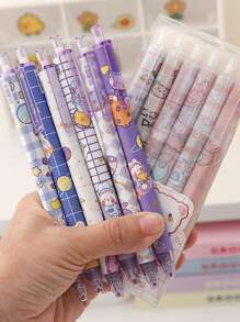 6入組卡通圖案隨機中性筆 - 彩色 - 查看 3