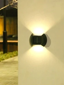 1 đèn treo năng lượng mặt trời ABS, đèn năng lượng mặt trời gắn tường màu vàng hiện đại cho sân vườn, đèn chiếu sáng ngoài trời cho lối đi, sân, hiên - Màu vàng - Xem 5