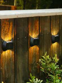 1 đèn treo năng lượng mặt trời ABS, đèn năng lượng mặt trời gắn tường màu vàng hiện đại cho sân vườn, đèn chiếu sáng ngoài trời cho lối đi, sân, hiên - Màu vàng - Xem 2