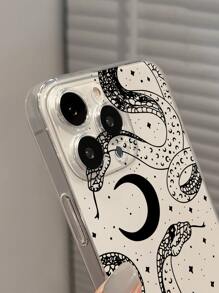 Snake & Moon Pattern Phone Case Compatible With IPhone 11,Compatible With IPhone 13,Compatible With IPhone 14 Pro Max,International Version, Not The Domestic Version - Multicolor - View 4
