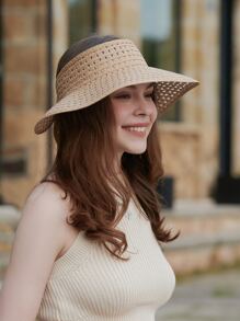 LEAJOURNO. Hollow Out Straw Visor Hat Boho