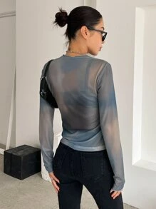 DAZY Lettuce Trim Tee Without Bra Long Sleeve Top - Multicolor - View 2