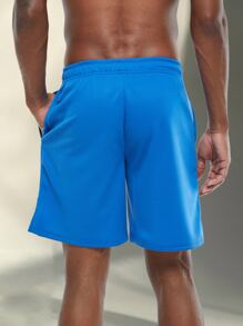 G Gradual Men Graphic Print Zipper Pocket Sports Shorts - Blue - View 2