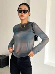 DAZY Lettuce Trim Tee Without Bra Long Sleeve Top - Multicolor - View 3