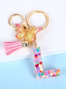 Schlüsselbund mit Schmetterling & Buchstabe Anhänger