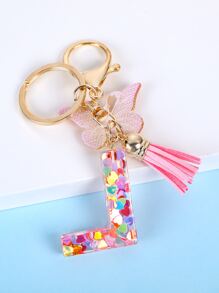 Schlüsselbund mit Schmetterling & Buchstabe Anhänger