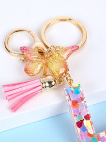 Schlüsselbund mit Schmetterling & Buchstabe Anhänger