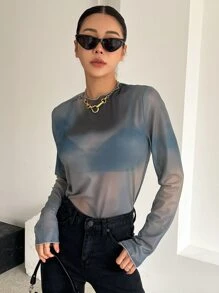 DAZY Lettuce Trim Tee Without Bra Long Sleeve Top - Multicolor - View 8