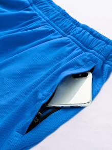 G Gradual Men Graphic Print Zipper Pocket Sports Shorts - Blue - View 4