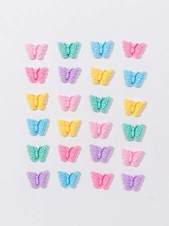 24入組蝴蝶DIY髮飾配件